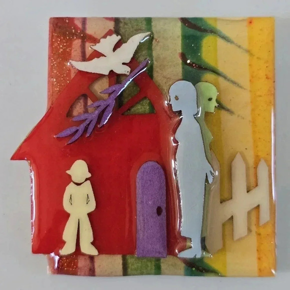 Designs by Lucinda Jewelry - Vintage Lucinda Yates House Pin Domestic Violence
